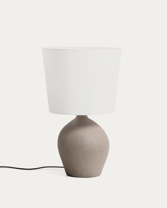 Viona medium table lamp with textured imitation stone and cotton shade