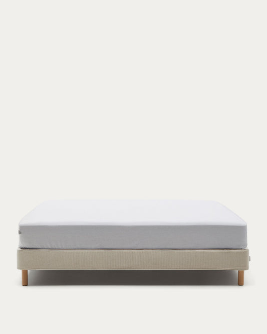 Ofelia base with beige cover and solid beech legs for mattress 180 x 200 cm FSC Mix Credit