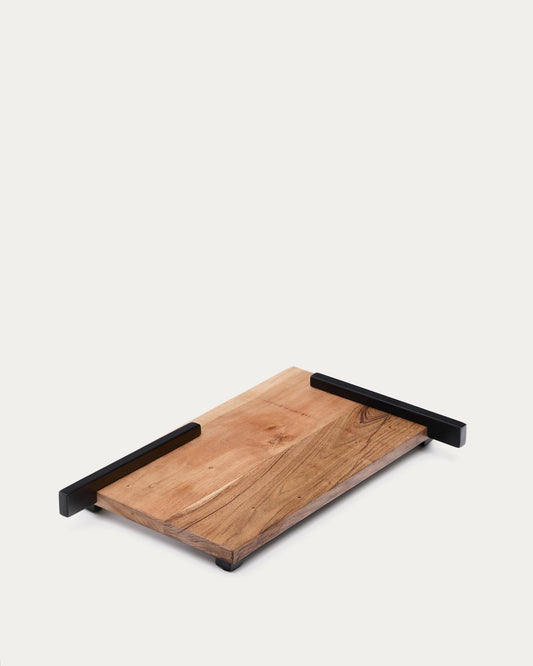 Vira serving board made of acacia wood and black metal
