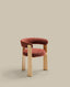 Granite 3-legged chair terracotta chenille and solid ash wood in a natural tone finish FSC 100%