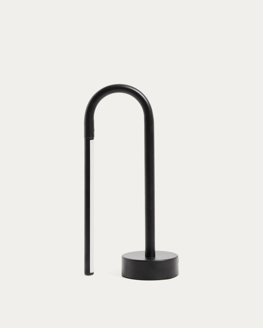 Bow black aluminum portable table lamp