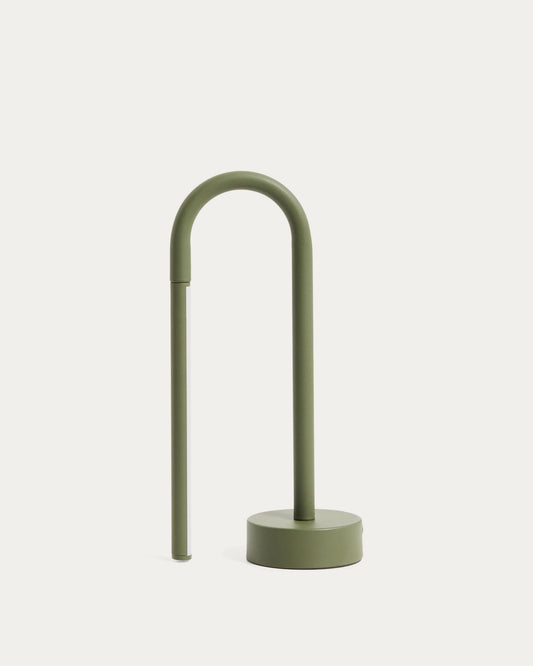 Bow green aluminum portable table lamp