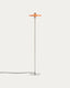 Nuvira floor lamp in light gray brushed metal base with orange lampshade