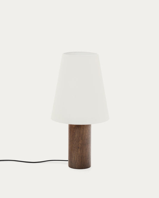 Marga table lamp made of solid rubber wood, dark finish