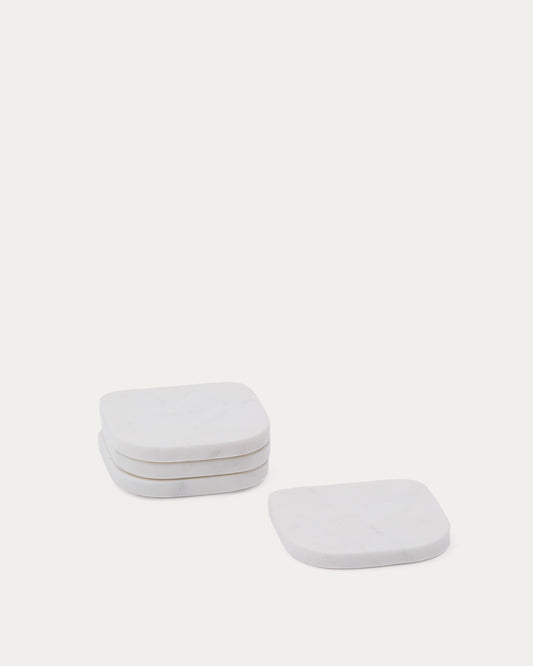 Zera set of 4 coasters in white marble