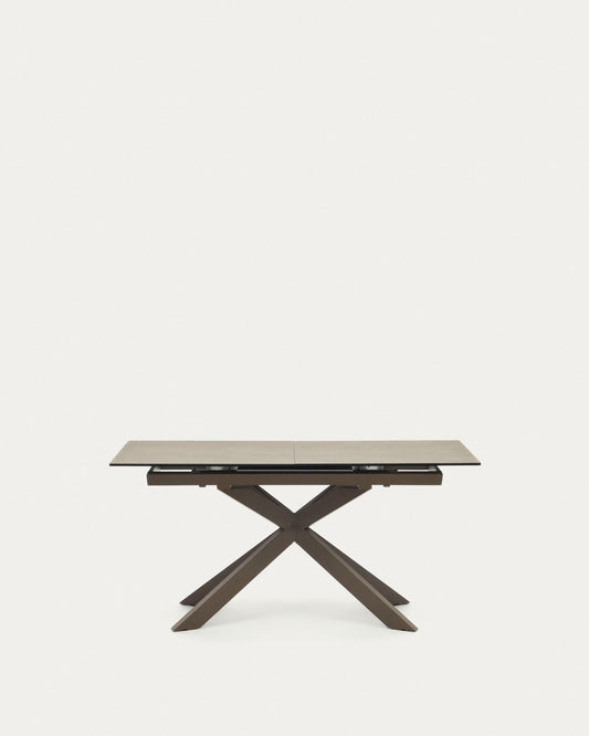 Atminda extendable table, porcelain and steel legs with gray finish, 160 (210) x 90 cm