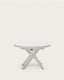 Vashti round extendable table made of glass and MDF with steel legs in white color, Ø 120(160)x120cm