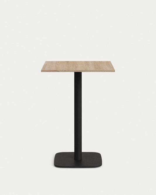 Dina high table made of natural melamine with a metal leg in painted black, 60x60x96 cm