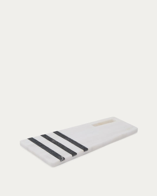 Nira large black and white marble serving board