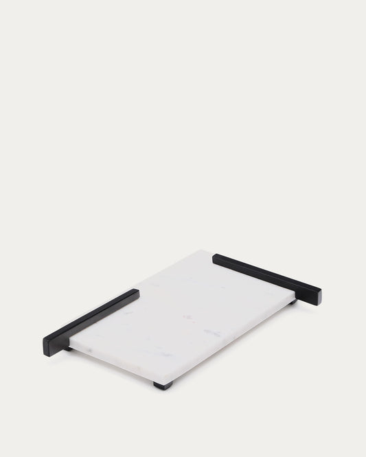 Vira serving board made of white marble and black metal