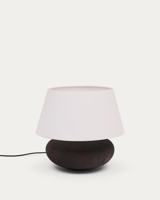 Nessi metal table lamp with black terracotta effect