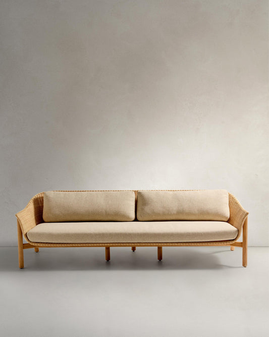 Galea sofa made of FSC 100% solid teak wood and synthetic rattan 223cm