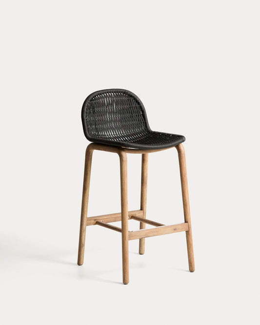 SS26COL1 Chair made of solid FSC 100% acacia wood and dark gray rope 75 cm