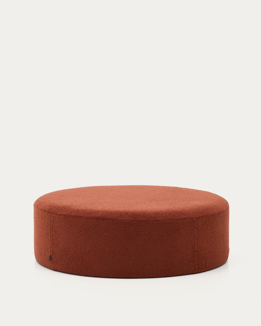 Kaeli footrest with removable cover made of terracotta boucle Ø 120 cm