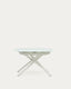 Yodalia round extendable table made of glass and MDF with steel legs in white, 130 (190) x 100 cm