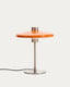 Nuvira table lamp in light gray brushed metal base with orange shade