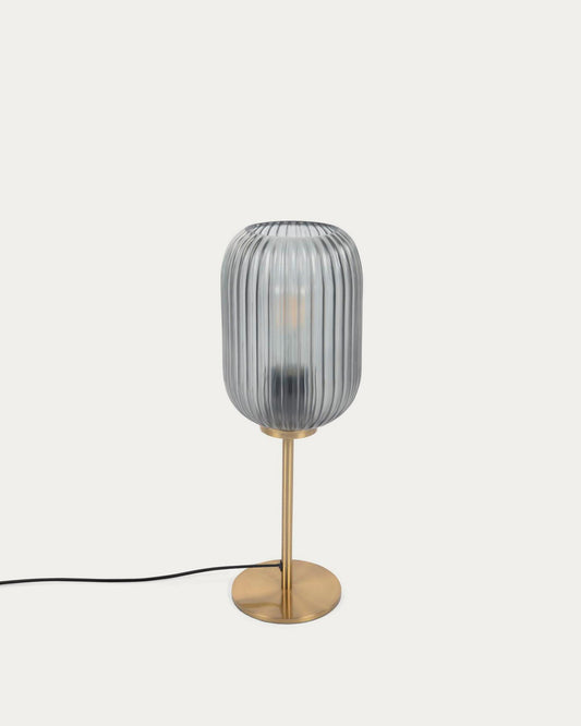 Hestia table lamp made of metal with brass and gray glass finish