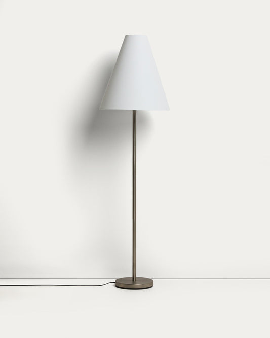 Navat floor lamp made of metal, with a brushed silver finish.