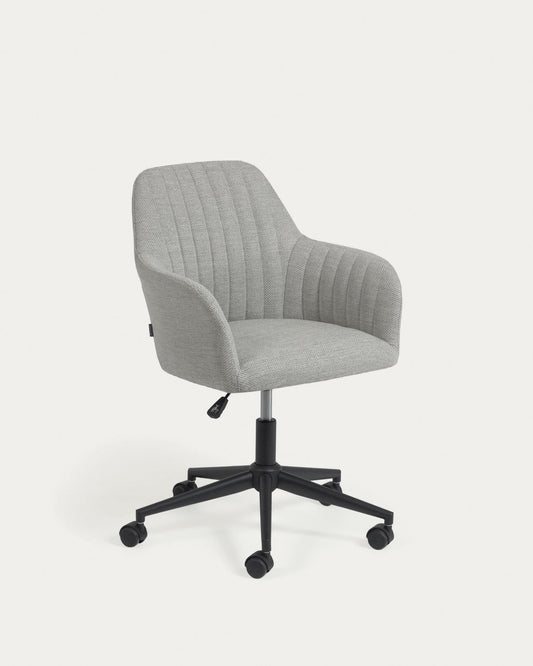 Madina light gray office chair and steel legs in matt black