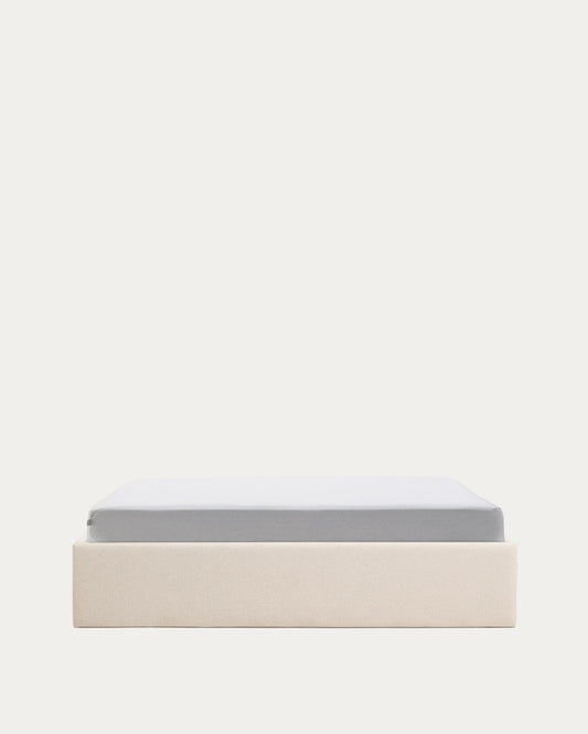 Nelzi ecru chenille floor mat with storage and removable mattress cover 160 x 200 cm FSC 100%