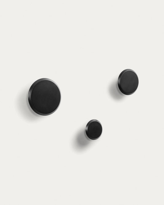 Set of 3 Nadu hangers in solid wood with a natural black beech finish.