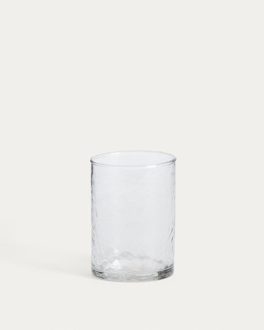 A generous cup made of transparent recycled glass