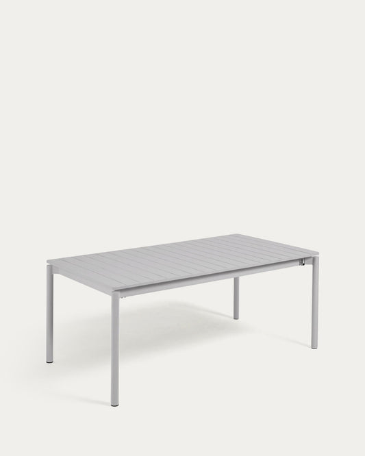 Zaltana extendable outdoor table made of aluminum in light gray color, 180 (240) x 100 cm