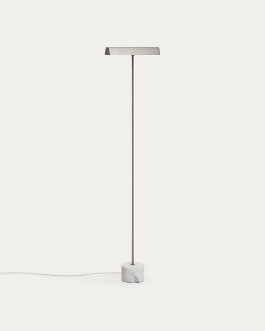 Lynor floor lamp in brushed steel with a white marble base