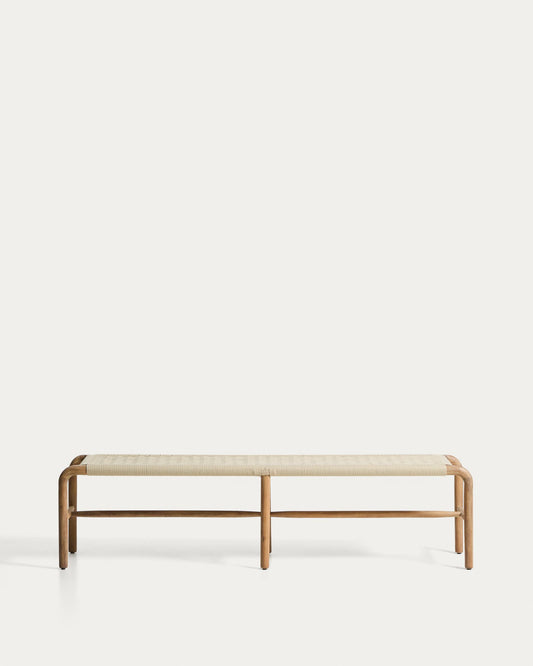 SS26COL1 Bench made of solid FSC 100% acacia wood and natural rope 200 cm