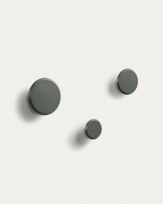 Set of 3 Nadu hangers in solid wood with a natural green beech finish.