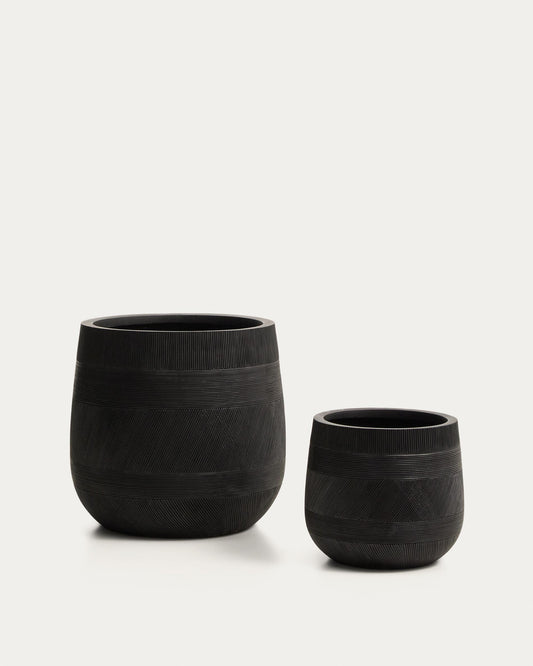 Tival set of 2 pots with black cement effect Ø 50 cm / Ø 34 cm