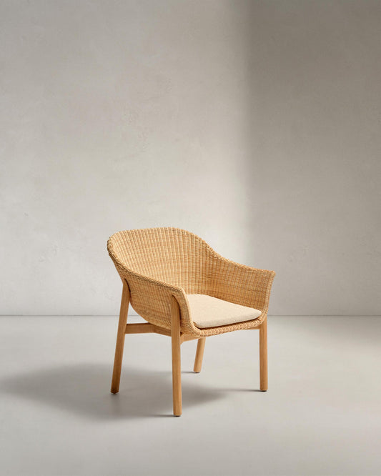 Galea chair made of FSC 100% solid teak wood and synthetic rattan