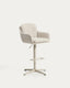 Lexa beige chenille swivel stool with beige-finish steel legs