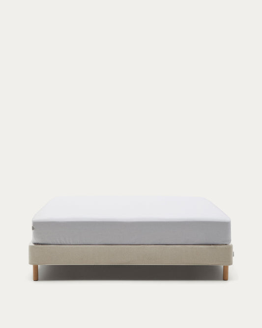 Ofelia base with beige cover and solid beech legs for mattress 160 x 200 cm