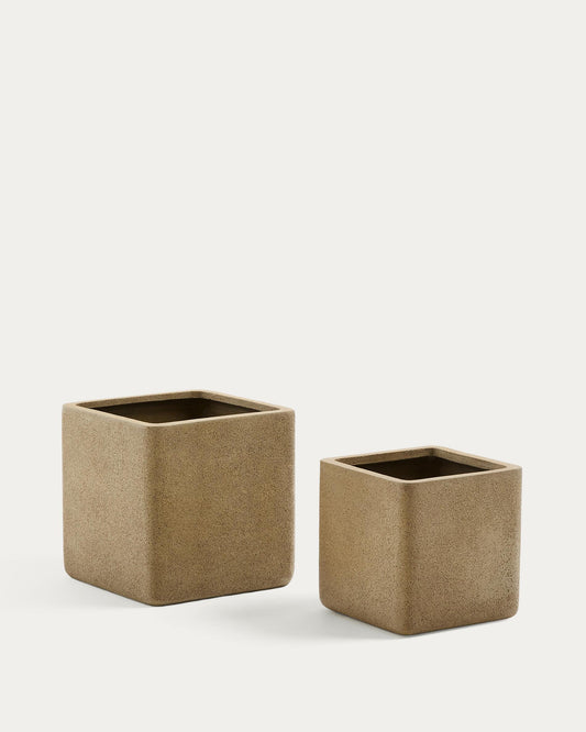 Set of 2 Minoa planters with mustard effect 44 x 44 cm