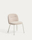 Arino beige chenille chair with beige metal legs 