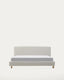 Valma bed in pearl chenille with removable cover and solid beech wood legs for mattress 160 x 200 cm