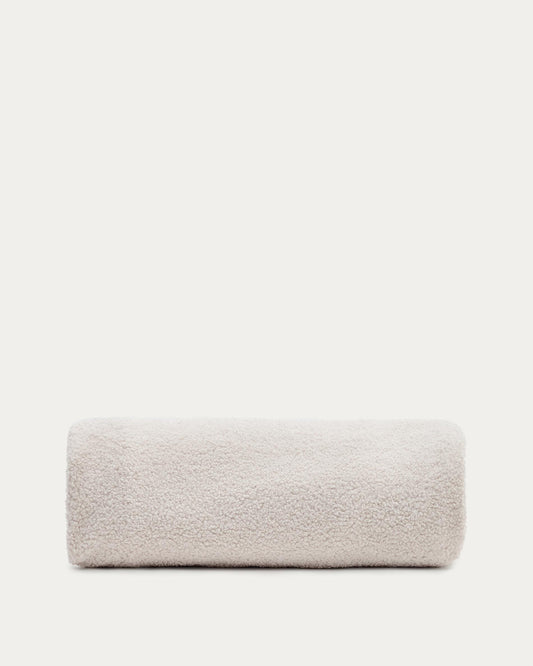 Kaeli footrest cover in ecru bouclé Ø 90 cm