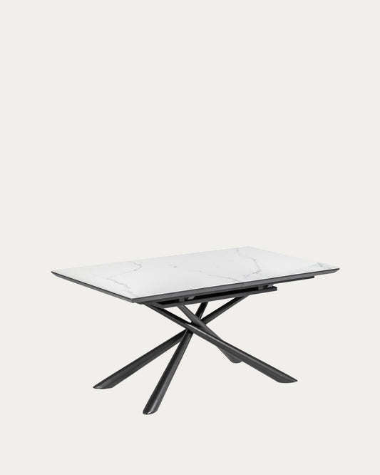 theone porcelain extendable table in white and black steel legs 160 (210) x 90 cm