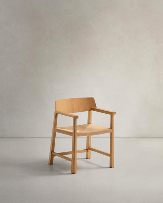 Idun chair in FSC Mix Credit solid oak with natural tone finish and rope seat