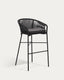 Yanet chair made of black cord and galvanized steel, height 80 cm