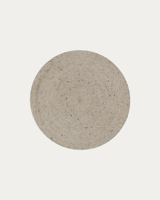 takashi round rug made of 100% gray wool, Ø 150 cm