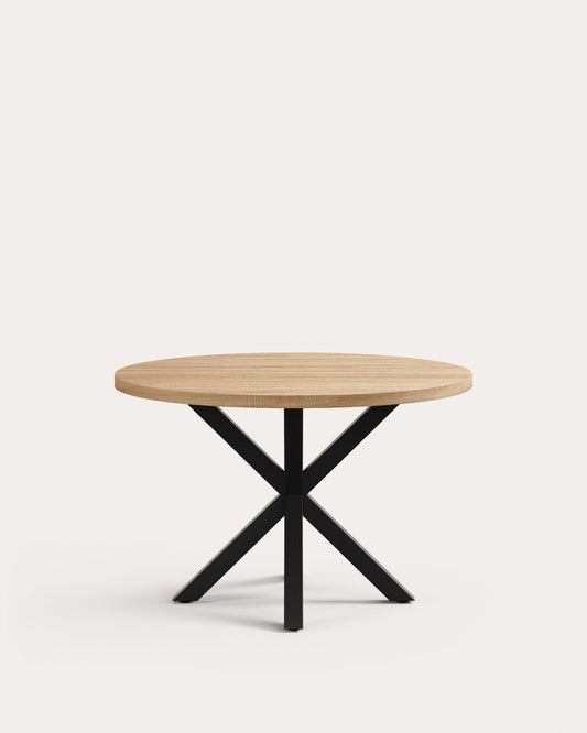 Argo round melamine table Ø 119 cm with steel legs with black finish