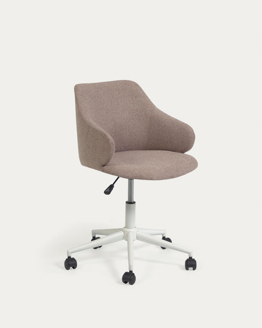 Einara pink office chair and steel legs in matt white color