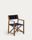 Wilara blue and beige striped outdoor folding chair made of FSC 100% solid acacia wood