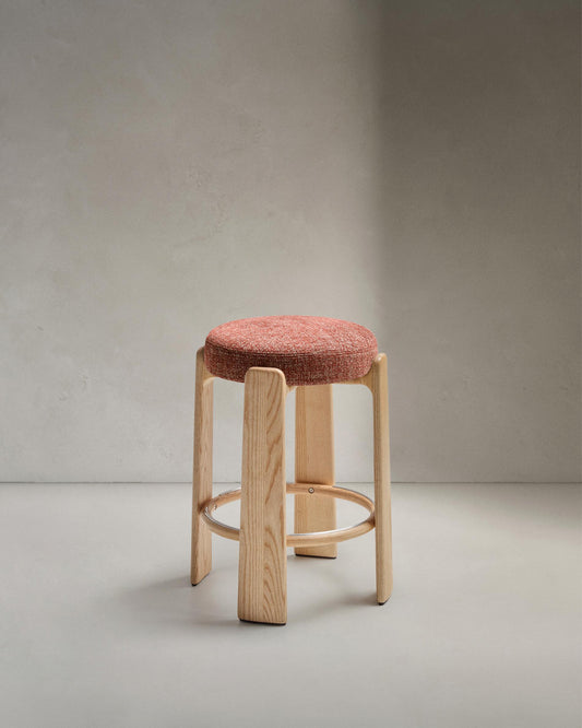 Granite chair in terracotta chenille and solid ash wood with natural finish FSC 100% 65cm