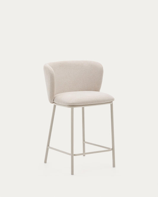 Ciselia chair in beige chenille and beige steel, height 65 cm, FSC Mix Credit