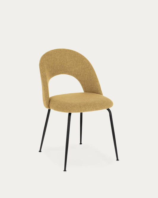 Mahalia dining chair in mustard with steel legs, black painted finish FSC 100%