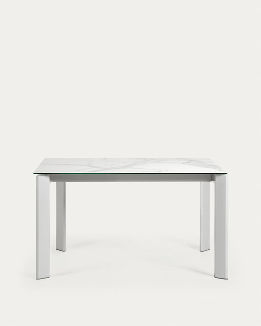 Axis porcelain extendable table in White Kalos finish with grey legs 140 (200) cm