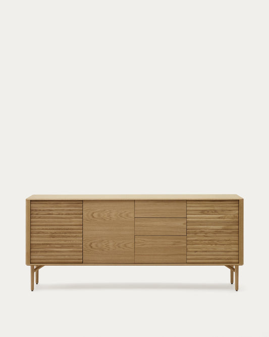 Lennon chest of drawers in oak wood and veneer with 3 doors and 3 drawers, 200 x 86 cm FSC MIX Credit